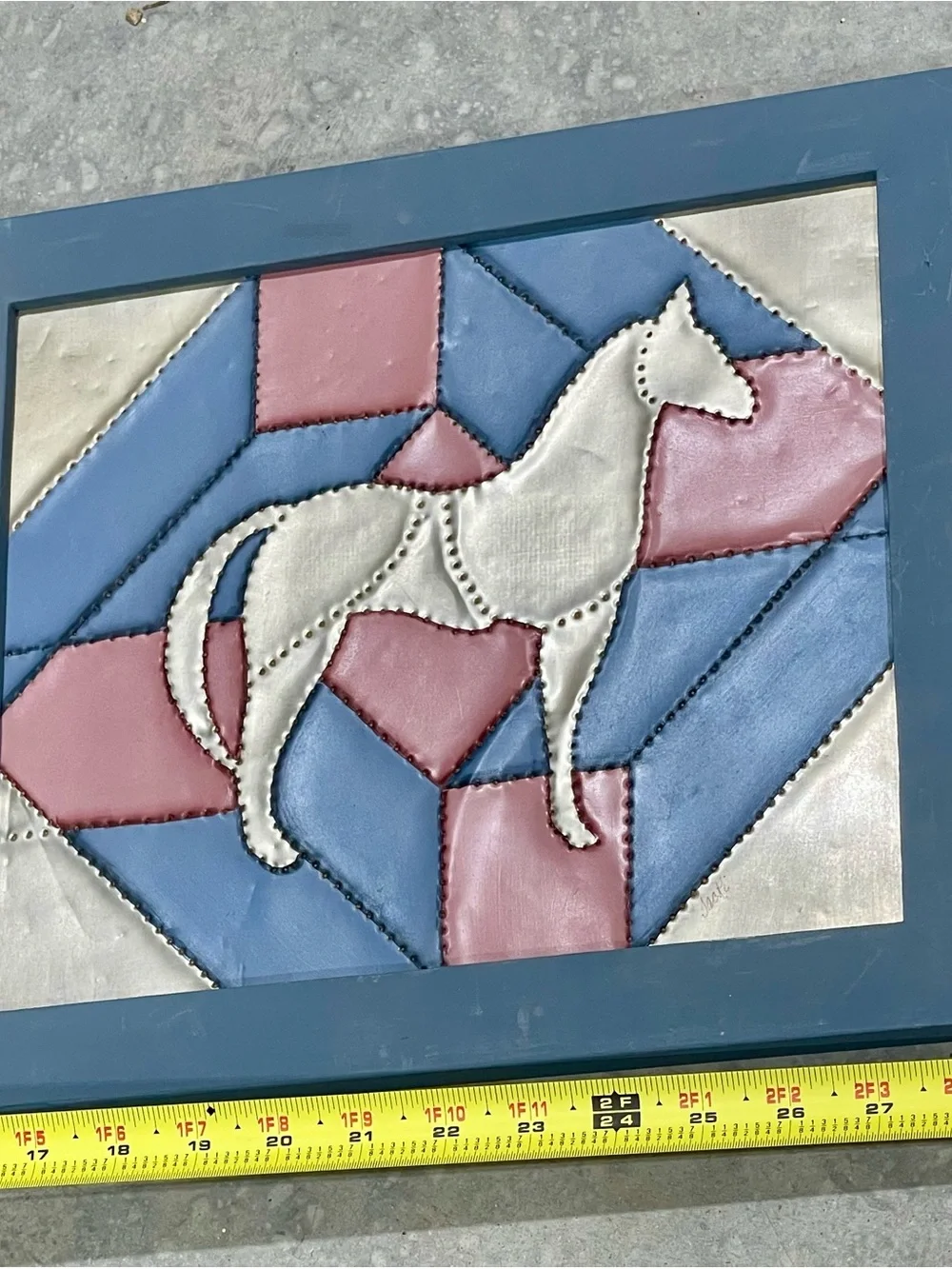 Metal Punch Patchwork Wall Art Set of 2 Framed Signed Horse Jackie Hinderliter